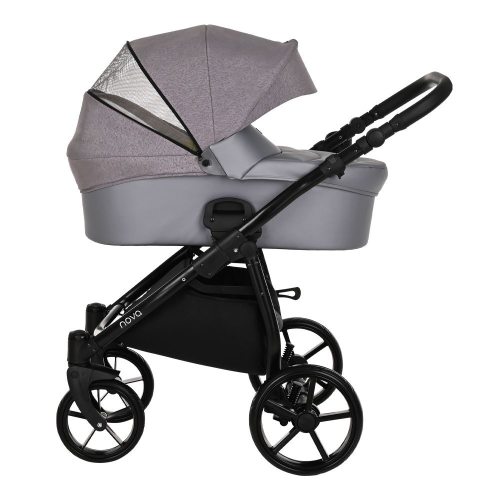 Коляска 2 в 1 Tutis Novo Reflective 2022, Grey Metalic / Grey Reflective Print (140)