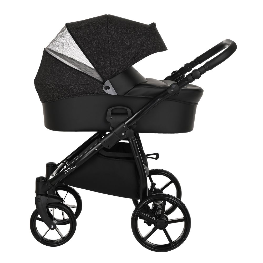 Коляска 2 в 1 Tutis Novo Reflective 2022, Black / Black Reflective Print (141)